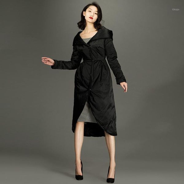 

women down jacket woman hooded long duck winter puffer coat black down coat1