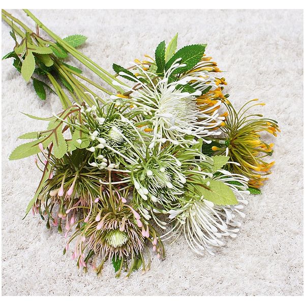 

white leucospermum artificial flowers long branch fake flower plastic flowers for wedding decoration garden outdoor f jllsvc