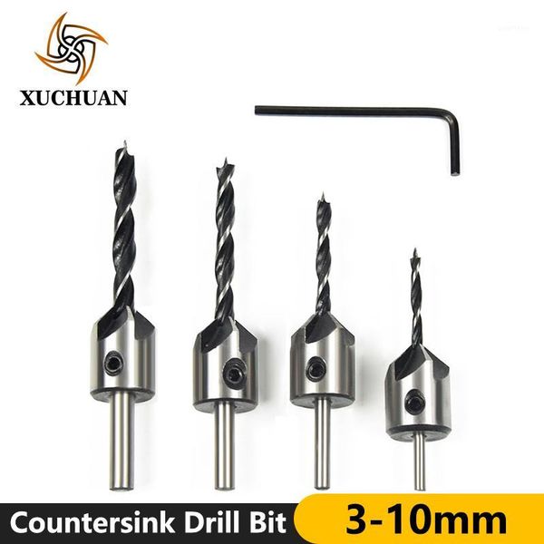 

countersink drill bit 3-10mm opener woodworking drill bit 4/7pc kit hss hole cutter screw hole chamfer drilling1