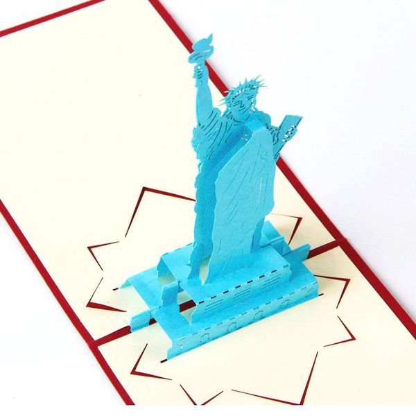 

3d laser cut handmade blue statue of liberty paper invitation greeting cards postcard business birthday creative gift souvenir wmtjua
