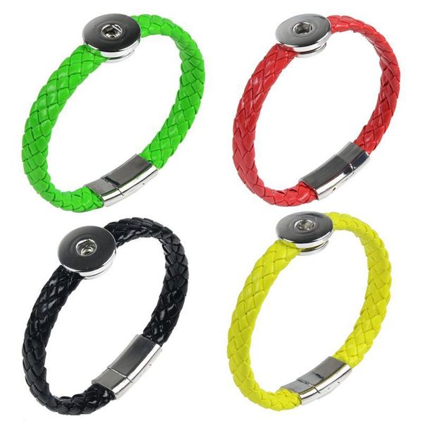 

button 18mm chanfar new 10 colors wholesale bracelet & bangles leather bracelets for snap jewelry, Golden;silver