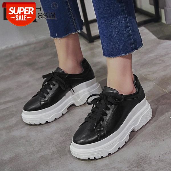 

doratasia new ladies genuine leather flats 2020 autumn casual flats women round toe thick sole shoelace shallow shoes woman #ea2c