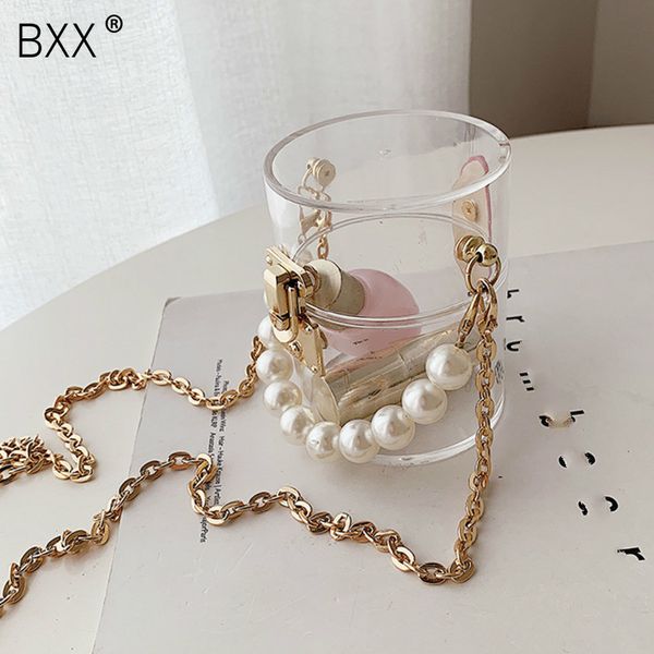 

bxx] pvc transparent pearl chain design small shoulder bags for women 2020 spring fashion mini handbags female travel bag hm445 c1123