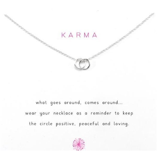 

pendant(karma), card cute necklace with 2 ciircles silver gold color, and