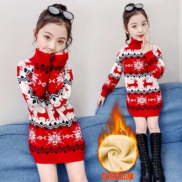 

7 girls' sweater 2020 new autumn winter thickened 9 chine and big children's foreign sle korean long bottomed shirt, Blue