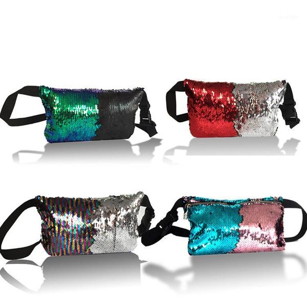 

reversible sequin glitter waist fanny pack belt bum bag pouch hip purse waist packs money phonetravel handy multi-function1