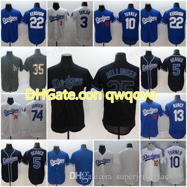 

35 cody bellinger men 10 justin turner 22 clayton kershaw 42 jackierobinson baseball 3 taylor 5 seager 34 fernando valenzuela jerseys, Blue;black