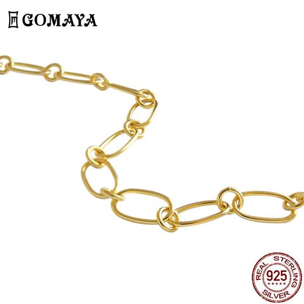 

chains gomaya sterling silver 925 jewelry necklace for women and men simple golden hip-hop rock choker necklaces arrival