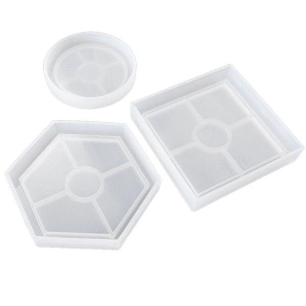 

3 pack diy silicone , include round, square, hexagon, bottom bracket prevents deformation, molds for casting with, Pink;blue