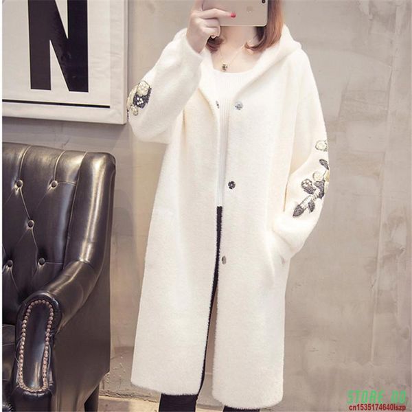 

women's wool & blends water velvet coat autumn winter fashion women coats jacket long sleeve hooded warm casual windbreaker outwear, Black