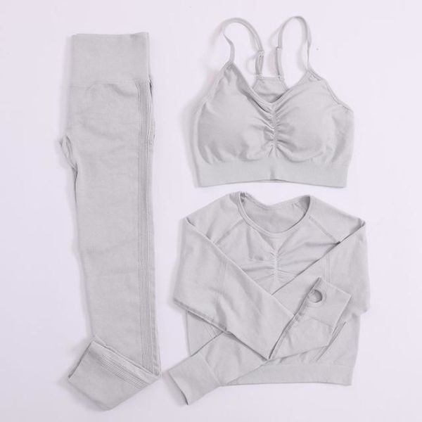 

tracksuit women yoga set sport bra long sleeve shirt sport bra seamless leggings gym fitness clothes running training sportswear c0122, Black;white
