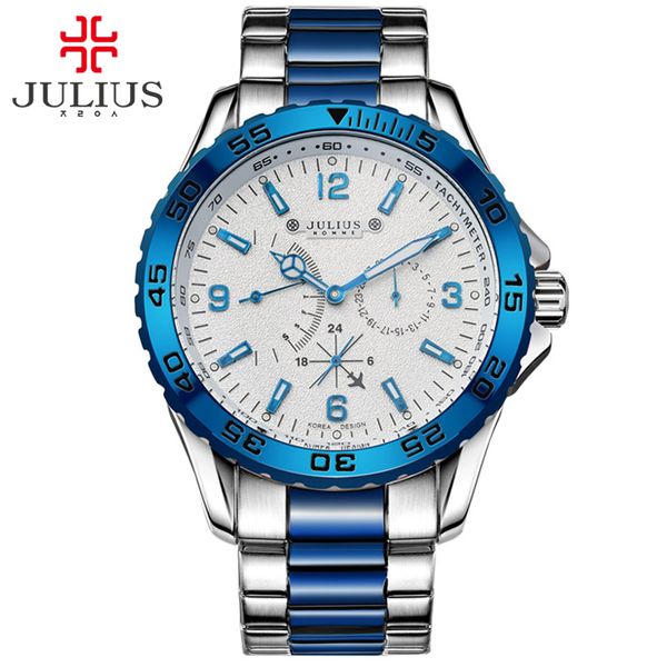 

julius 2017 new arrival luxury brand chronos small dial watches men outdoor sport watch for male casual jah-095, Slivery;brown