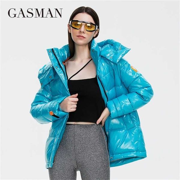 

gasman winter jackets women coat white short fashion personality women's jacket hooded waterproof sale parka 81051 211216, Black
