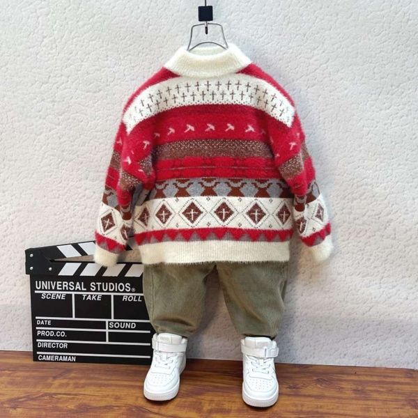 

2020 children's clothing new autumn winter plush and thickened christmas sweater, Blue