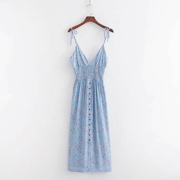 

new women's suspender elastic waist printed dress in summer of 2019, Black;gray