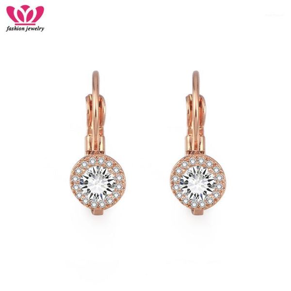 

hoop & huggie luxury rose gold earrings charming big clear cubic zirconia micro paved cz crystal for women party jewelry gifts1, Golden;silver