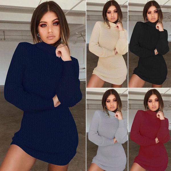 

casual dresses zity women winter autumn dress lady long sleeve crewneck jumper thin knitted sweater mini dress1, Black;gray