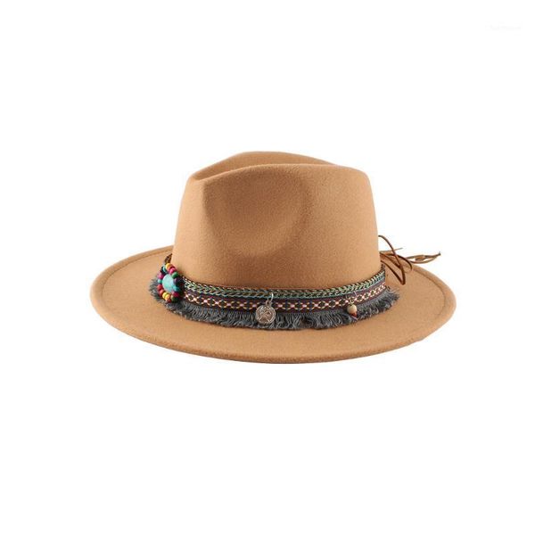 

women retro wool ethnic felt fedora hat fashion outdoor hat elegant lady warm winter autumn woolen jazz caps1, Blue;gray