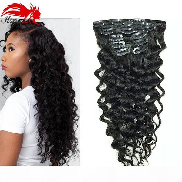 

clip in human hair extensions brazilian hair african american clip in human remy hair extensions deep curly clip ins, Black