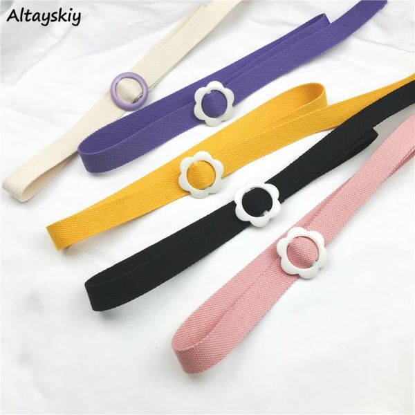 

belts women canvas simple candy color cute korean style students solid color waist belt ladies womens kawaii accessories lovely, Black;brown