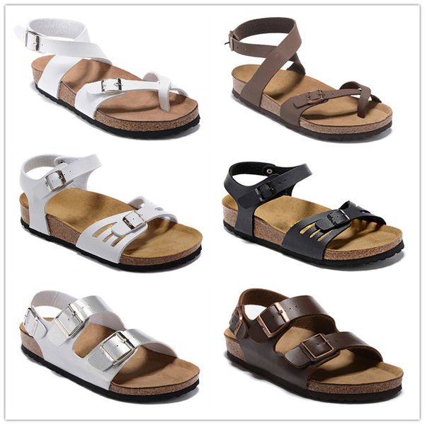 

yara summer new arrivals mens cork slippers womens sandals beach slide casual slippers ladies comfort shoes print leather 34-46, Black