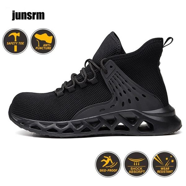 

new work shoes, waterproof, breathable, sra, non-slip eva, four season safety shoes, steel toe, puncture-proof y200915, Black;brown