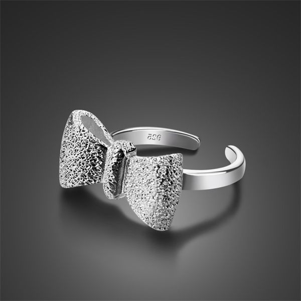 

fashion elegant bowknot silver ring. solid 925 sterling adjustable size ring for women. cute girl jewelry. 1004 q1209, Golden;silver