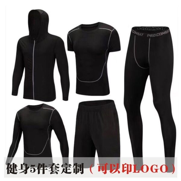 

fitness breathable quick dry hoods repair height elastic men's five piece outdoor running leisure coat, Gray