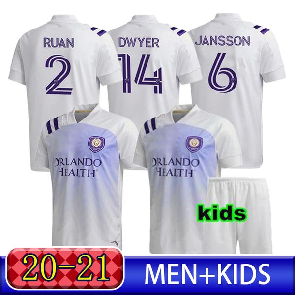 

new 20/21 orlando city sc soccer jerseys mls 20/21 high-quality + kids kit white away football player shirt, Black;yellow