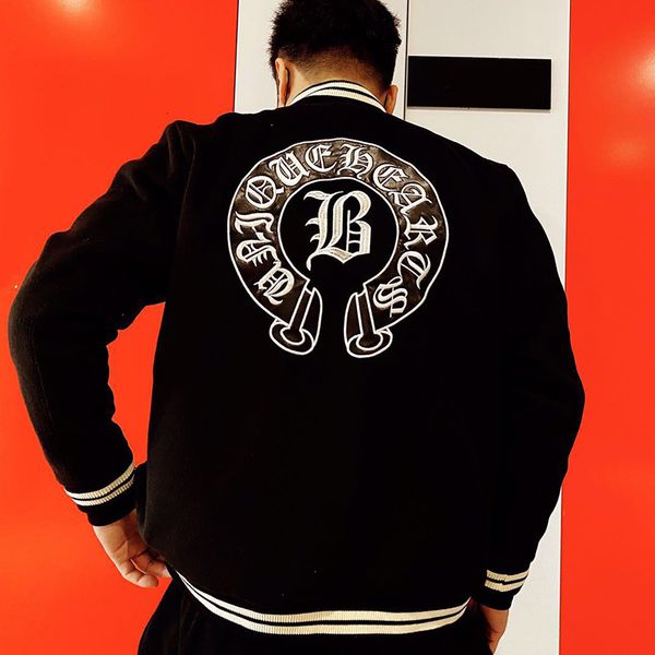 

crosin new sanskrit horseshoe embroidered jacket for men, Black