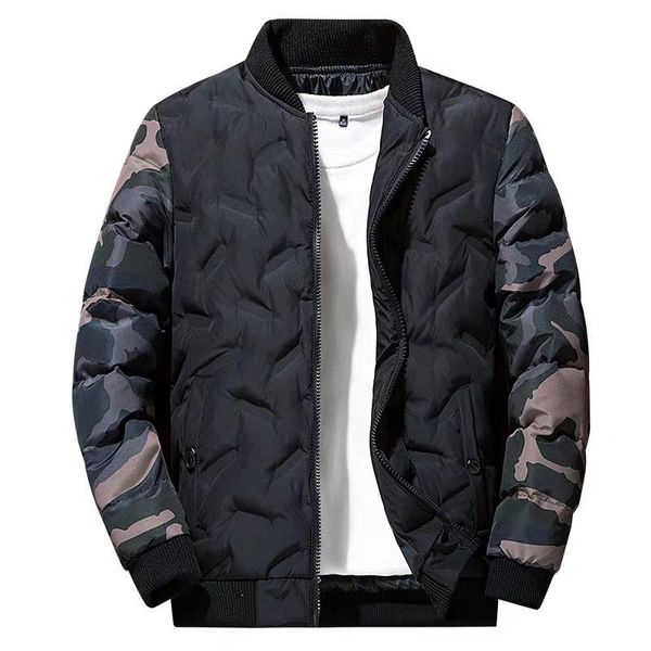 

mens winter jackets and coats outerwear clothing 2021 camouflage bomber jacket men's windbreaker thick warm male parkas, Black