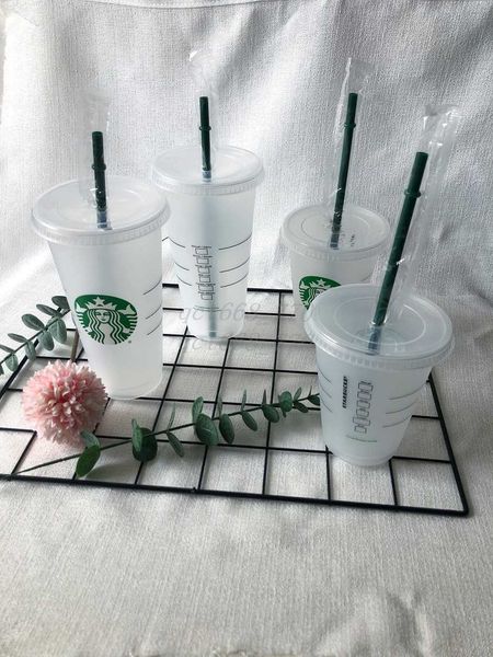 

goddess starbucks 16oz/473ml plastic mugs tumbler reusable clear drinking flat bottom pillar shape lid straw cups byubxsubxsubxsubxs