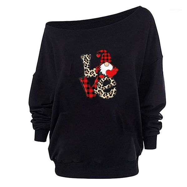 

jaycosin women fashion valentine's day print loose casual shoulder sweatshirt aesthetics oversize female gothic sweatshirts1, Black
