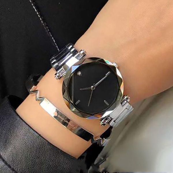 

2020 new fashion stainless steel waterproof gift clock brand women's dress watch stainless steel drill 34mm watch wholesale, Slivery;brown