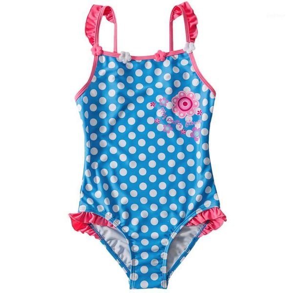 

children's swimwear adorable dot print bikinis ruffles one-piece bathing costume swimsuits for baby girls1