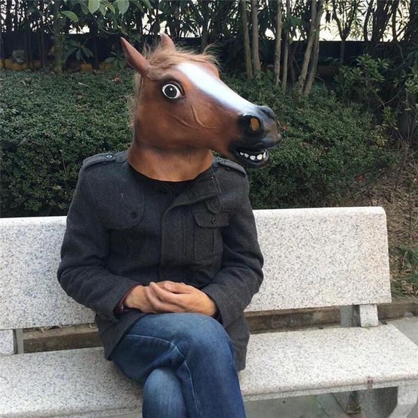 

full latex breathable novelty scary face horse head halloween masquerade mask fancy dress festival party decoration st02