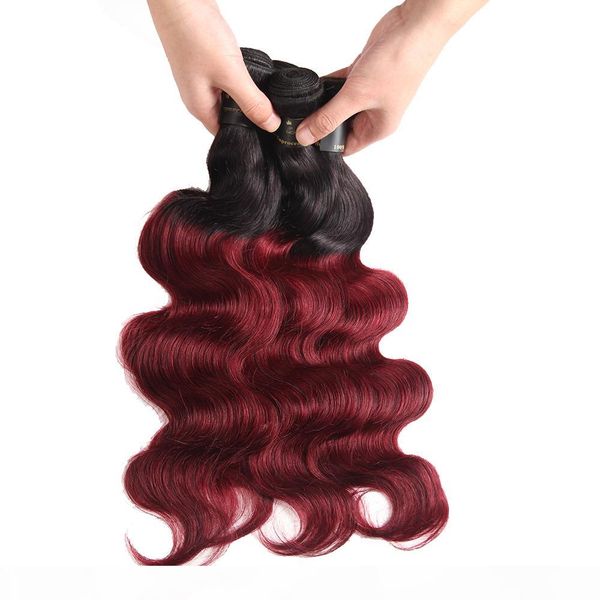 

ombre peruvian human hair 3 bundles with closure t1b 99j body wave hair red wine with lace closure peruvian virgin hair with closure, Black;brown