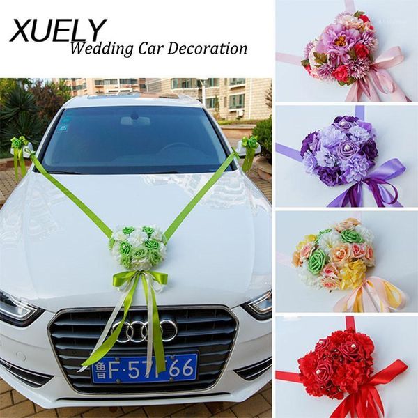 

1 set wedding artificial flowers car decoration silk flower valentine's day fake flowers sets wedding wreath party decoration1