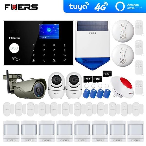 

4g tuya alexa wifi gsm alarm systems security home solar siren touch keypad smart home burglar alarm system ip wifi camera1