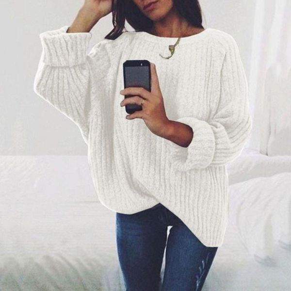 

stylish womens sweater off shoulder chic sweater casual o-neck knitted loose long sleeve pullover ladies warm1, White;black