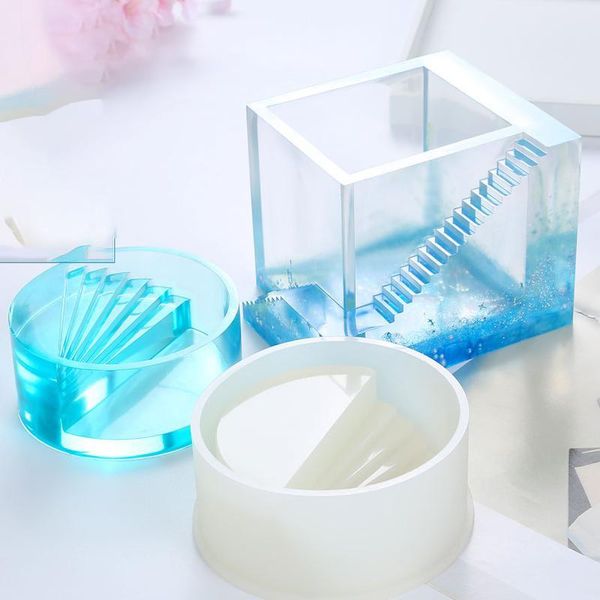 

creative diy square staircase potted sile molds storage box for cut mold diy crystal epoxy uv gift box jewelry tool bbygvr, Black