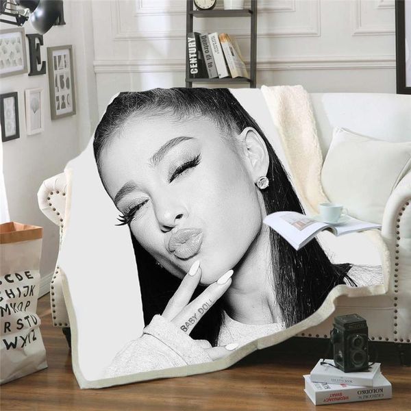 

ariana grand fleece blanket plush 3d printed for adults sofa sherpa fleece bedspread wrap throw blanket style-8