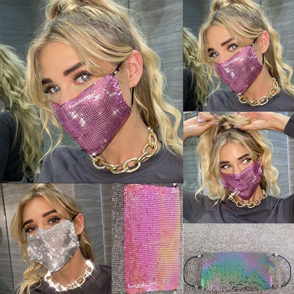 

designer facemask rhinestone women girl 19cm*12cm factory direct 2020 european and american women's new heavy metal jewelry facecover