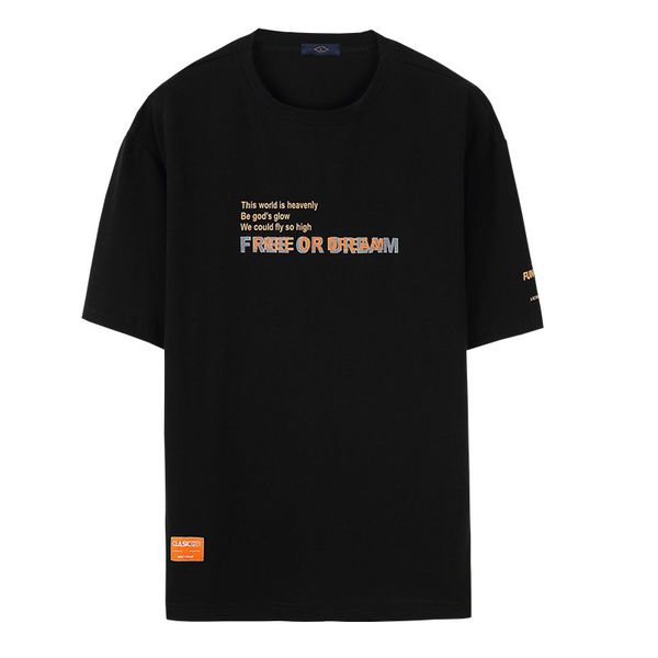 

2020 cotton men's short-sleeve shirt and with short sleeves, White;black