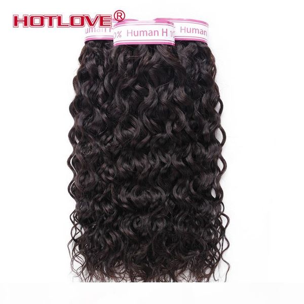 

brazilian hair weave bundles 8-28 inch water wave hair weft 3 bundles 4 bundles lot brazilian virgin human hair extensions water wave, Black