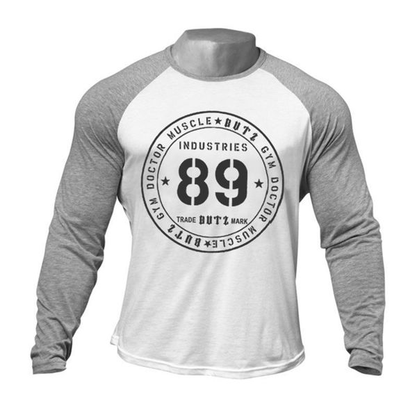 

men t shirt cotton fitness bodybuilding long sleeve sports fashion casual brand spring autumn new jogging male ciothing 201116, White;black