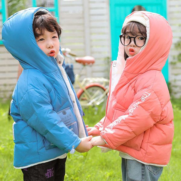 

boys girls hooded soft children's short light down jacket, Black