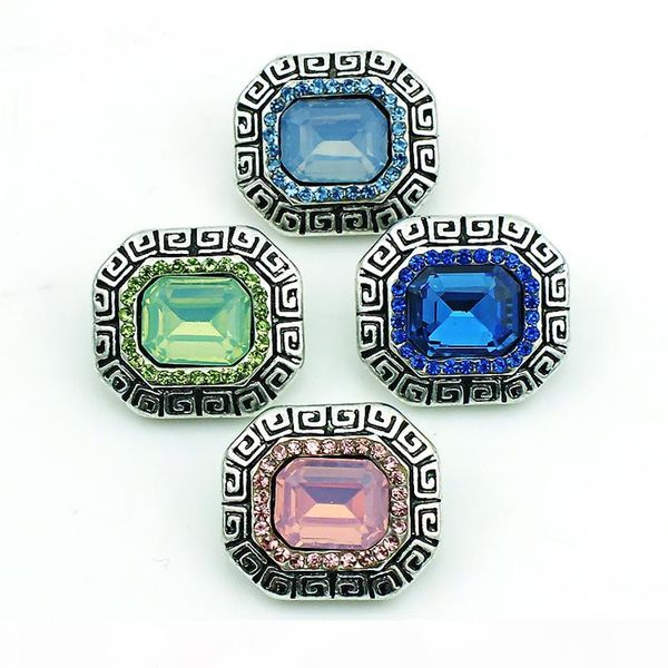 

jinglang fashion inlaid 4 color rhinestone square clasps diy interchangeable ginger 18mm snap buttons jewelry accessories nkc0014