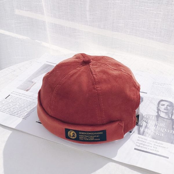 

harajuku retro corduroy docker sailor biker cap brand brimless skullcap men and trend hip-hop hat autumn and keep warm hat y201024, Blue;gray