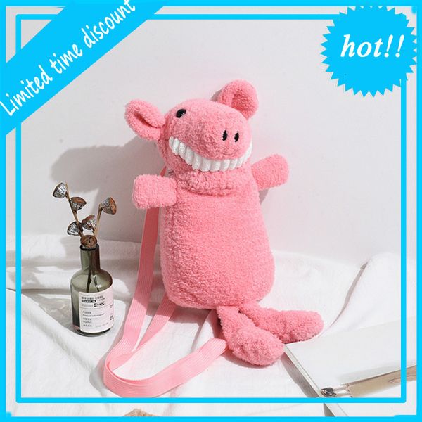 

women 2020 new cartoon cute little pig plush bag ins net red versatile one shoulder messenger